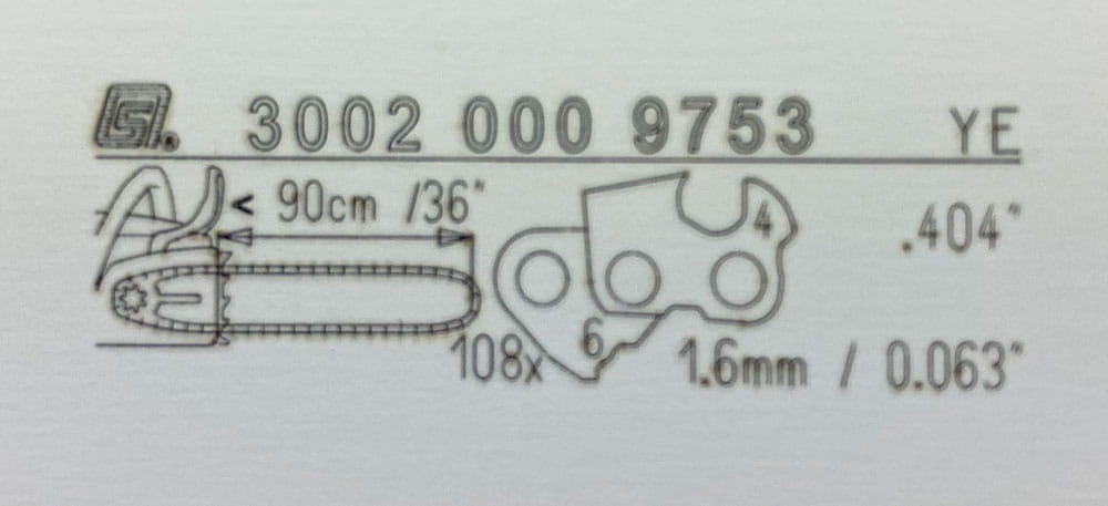 Oznaczenie prowadnicy STIHL Rollomatic ES 90cm .404"